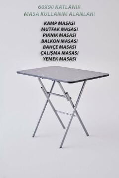 KampSeti 60x90 Katlanır Masa Siyah-Yemek ve Çalışma Masası-Piknik ve Kamp Masası