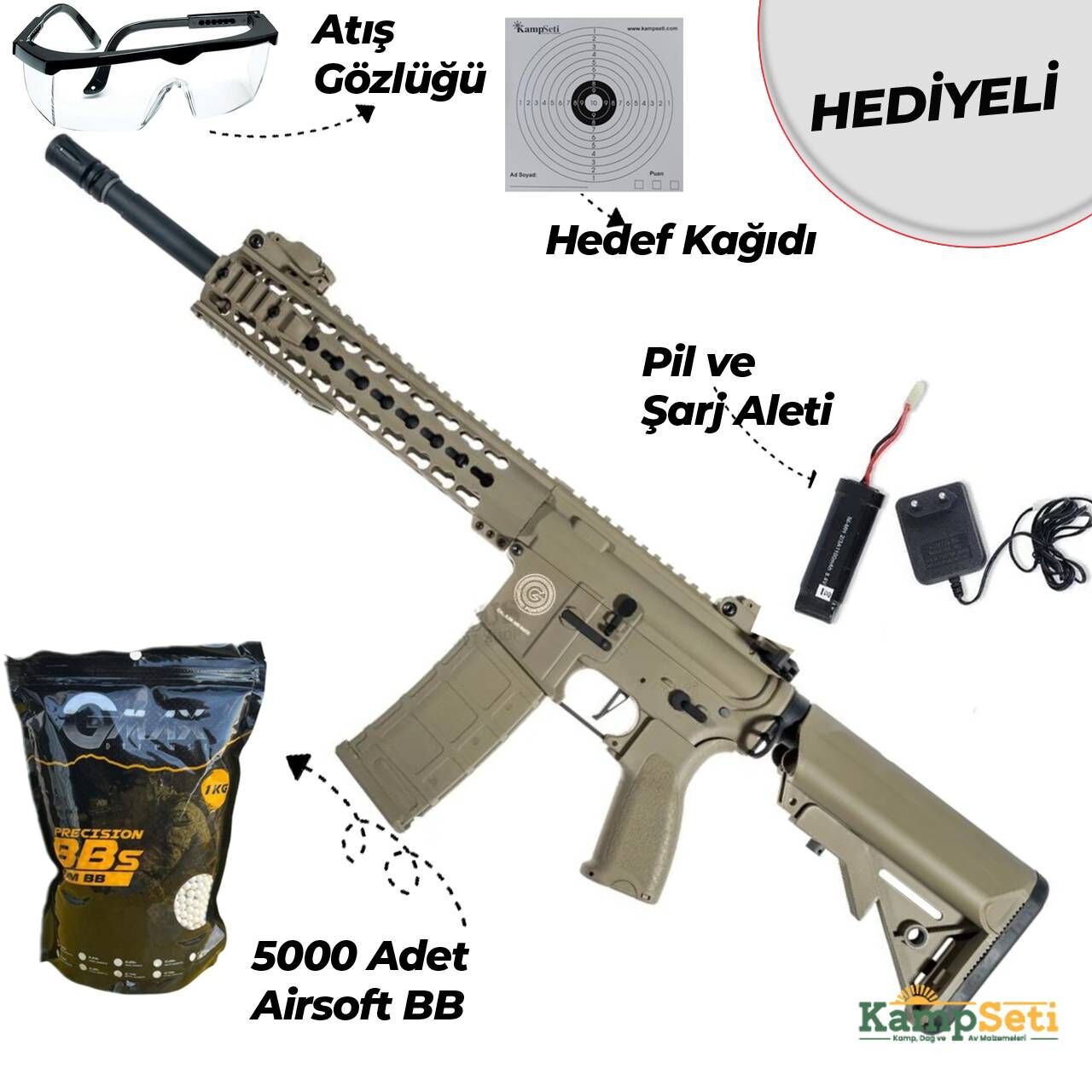 Delta Armory Grand Power M4 AR15 KeyMod 10'' Charlie Airsoft Tüfek Tan