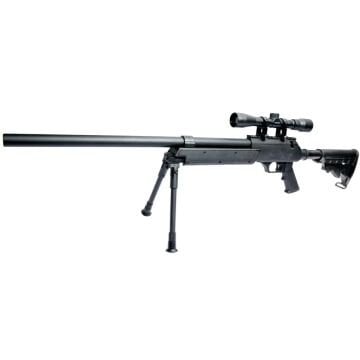 ASG Urban Sniper Yaylı Airsoft Tüfek Dahili Bipod ve Dürbünlü Siyah