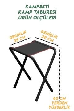 2 Adet Katlanır Kamp Taburesi Ve Katlanır Kamp Masası 45x60-balıkçı Taburesi, Katlanır Sandalye
