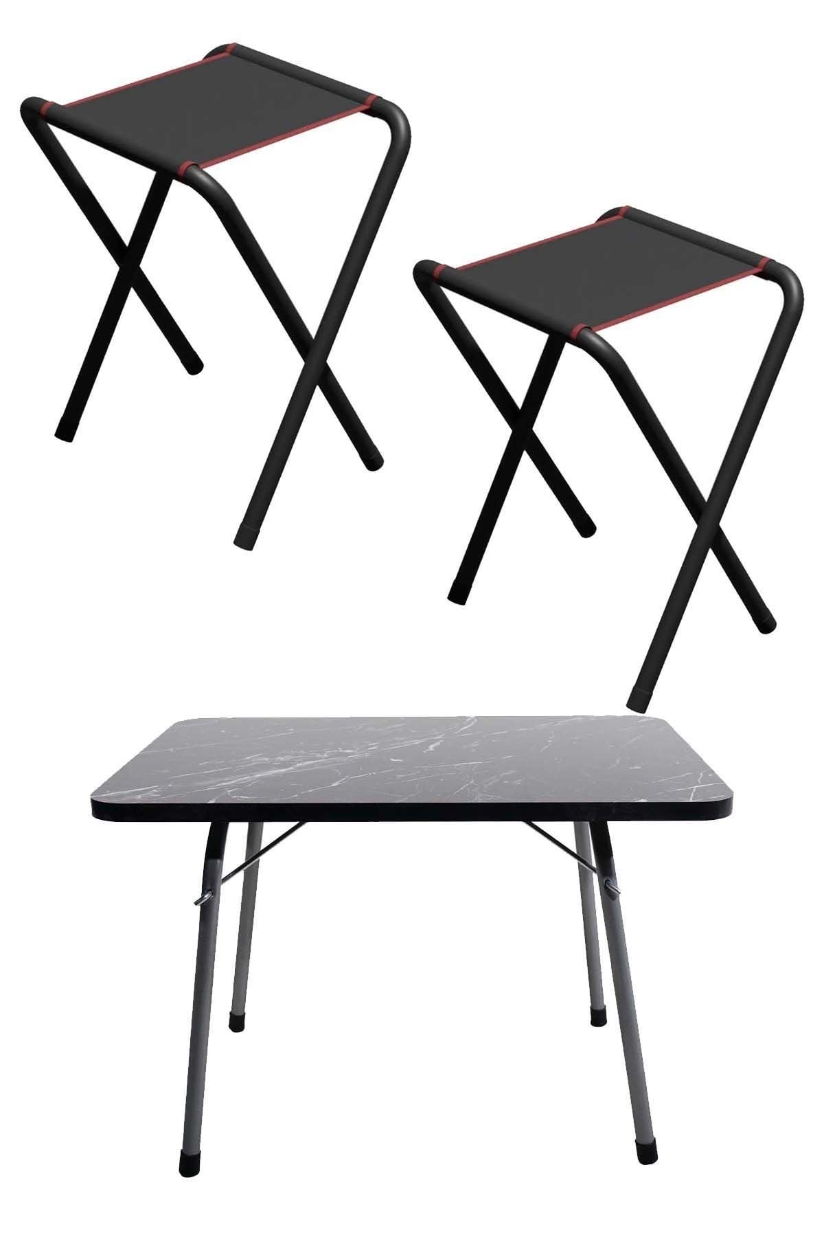 2 Adet Katlanır Kamp Taburesi Ve Katlanır Kamp Masası 45x60-balıkçı Taburesi, Katlanır Sandalye