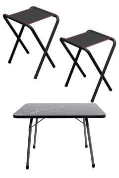 2 Adet Katlanır Kamp Taburesi Ve Katlanır Kamp Masası 45x60-balıkçı Taburesi, Katlanır Sandalye