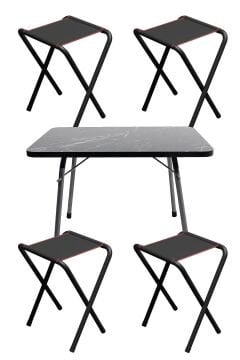 4 Adet Katlanır Kamp Taburesi Ve Katlanır Kamp Masası 45x60-Balıkçı Taburesi Katlanır Sandalye