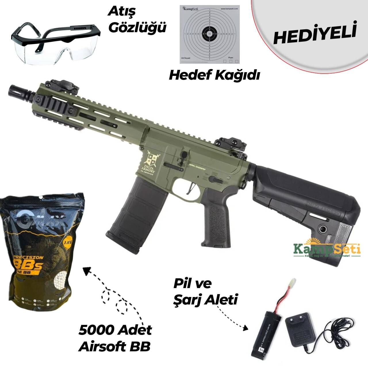 Delta Armory M4 AR15 M-LOK 8'' Charlie Haki Airsoft Tüfek