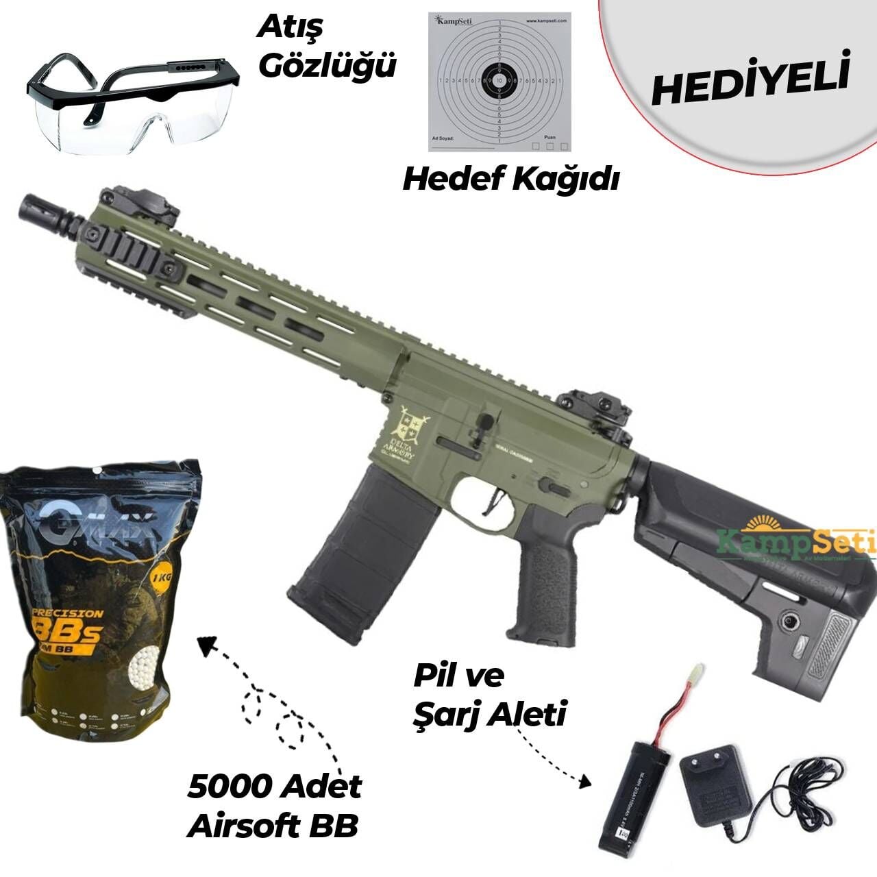 Delta Armory M4 AR15 M-LOK 10'' Charlie Haki Airsoft Tüfek