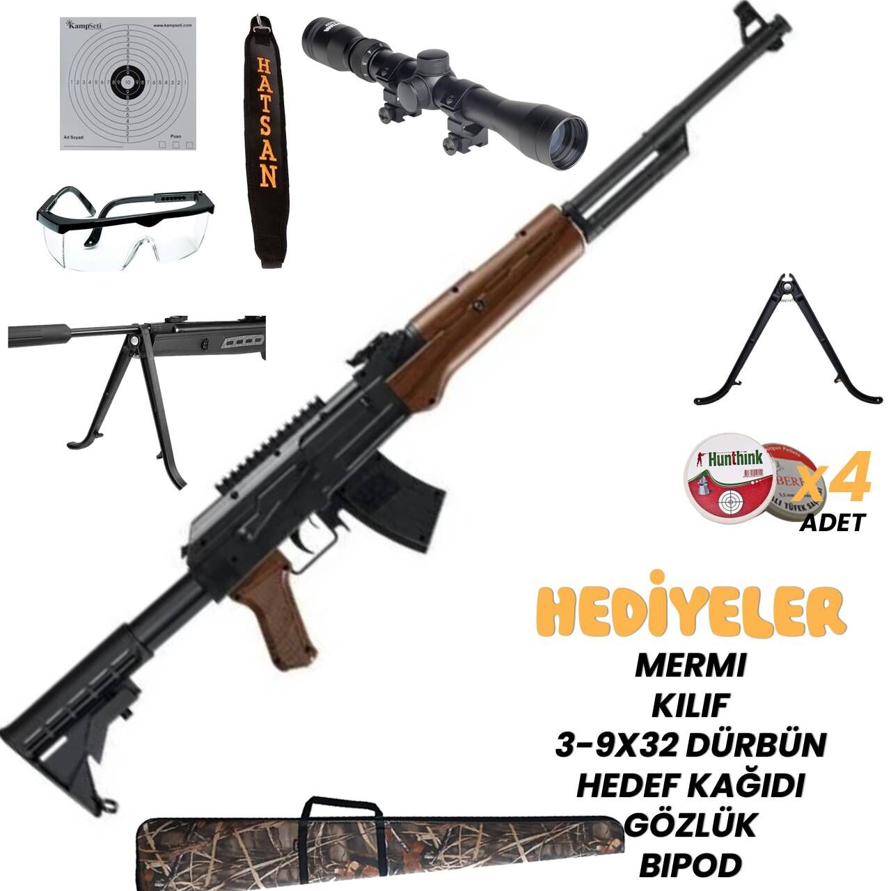 EKOL AKL 550 Havalı Tüfek Siyah-Kahve 5.5mm - Kamp Seti