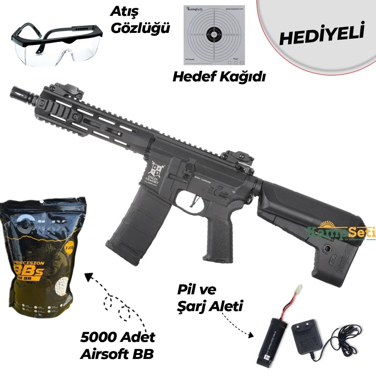 Delta Armory M4 AR15 M-LOK 8'' Charlie Siyah Airsoft Tüfek