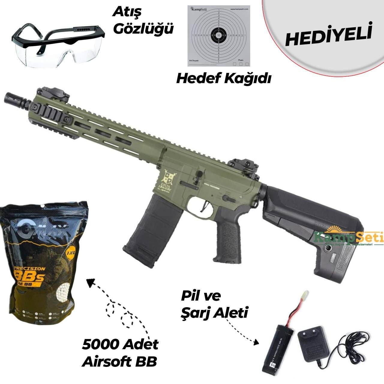 Delta Armory M4 AR15 M-LOK 10'' SilentOps Charlie Haki Airsoft Tüfek
