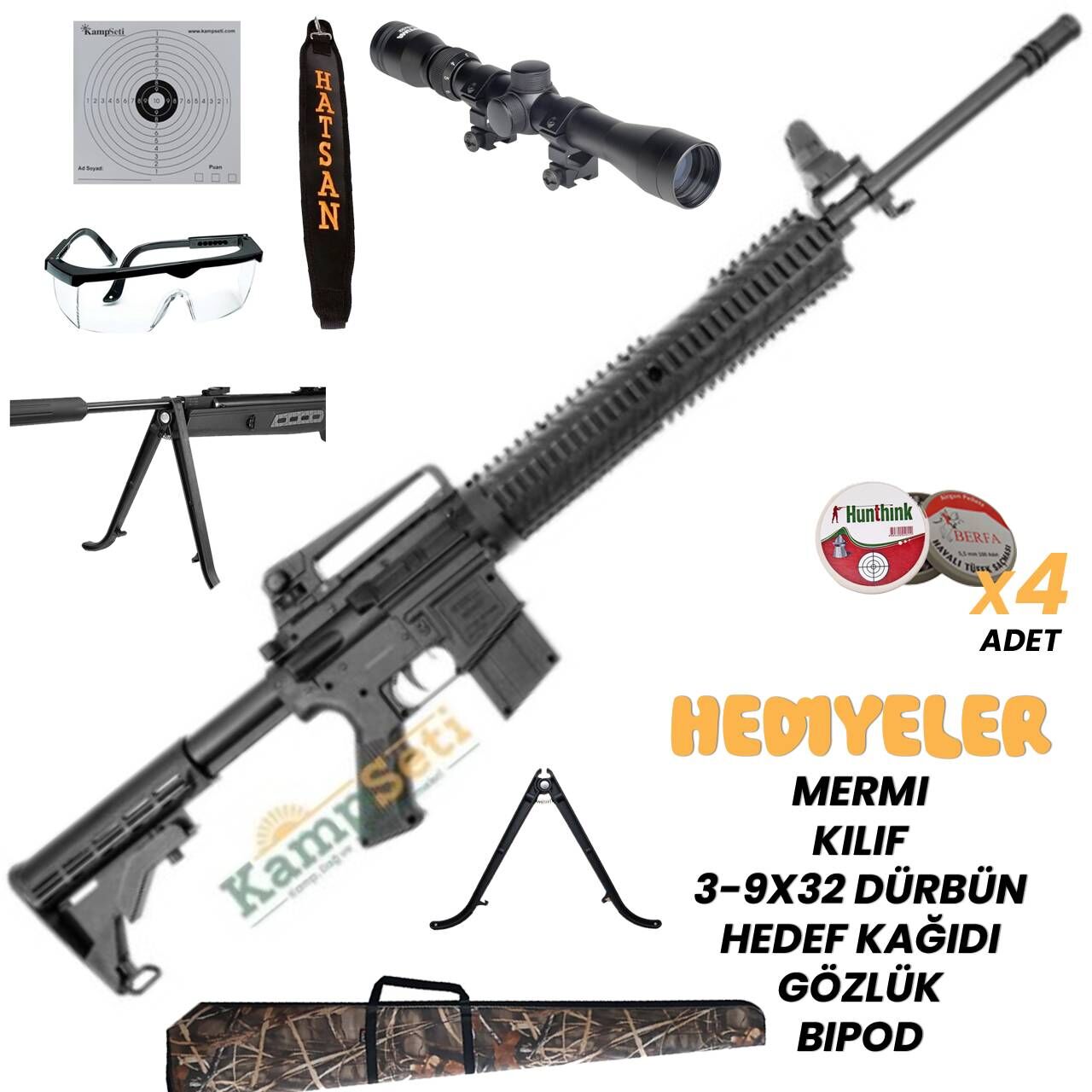 冷凍L15 M5 PL5 F5 EKOL MS 550 Havalı Tüfek Siyah 5.5mm - Kamp Seti