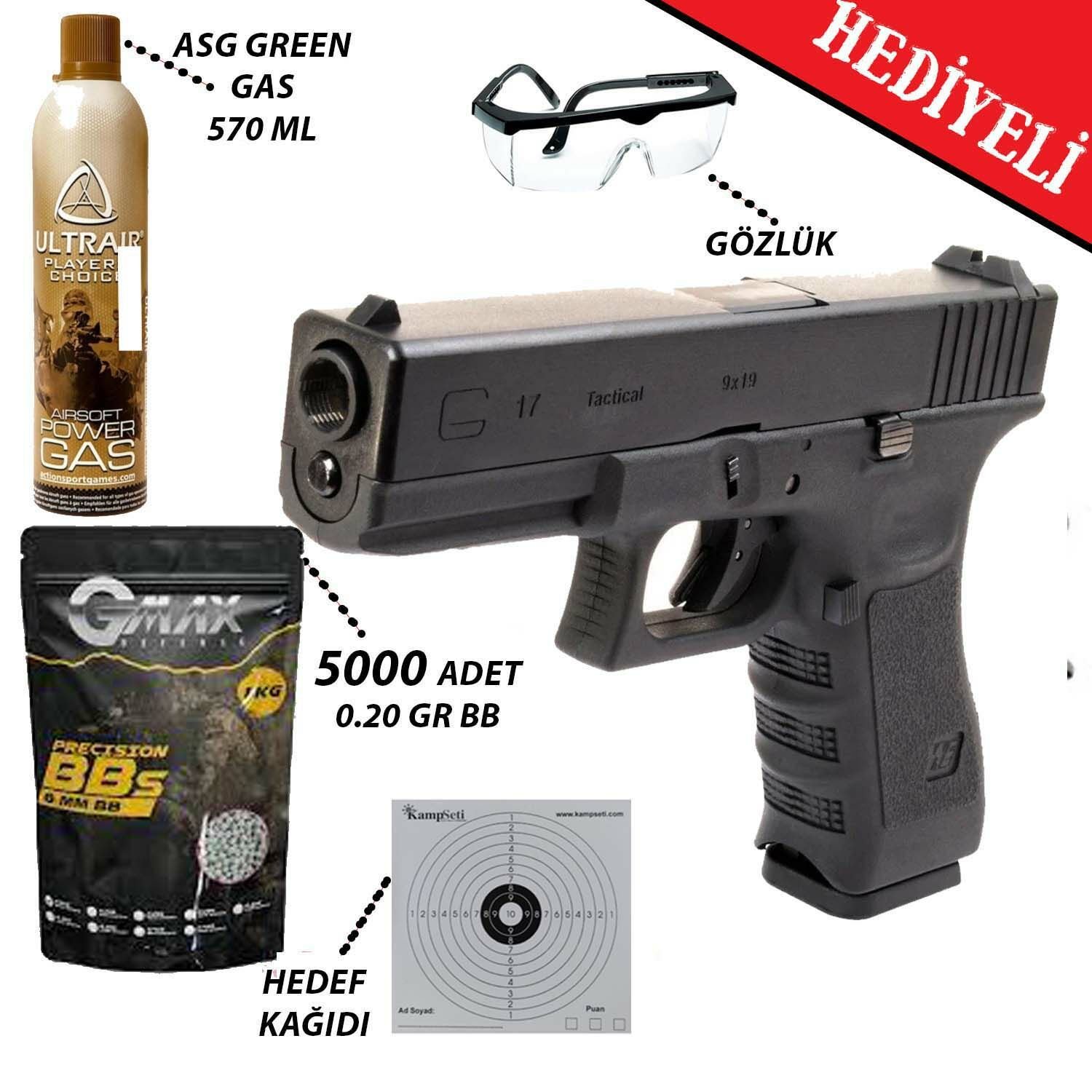 We Glock 17 Gen3 Siyah Blowback Airsoft Tabanca 6mm Green Gas