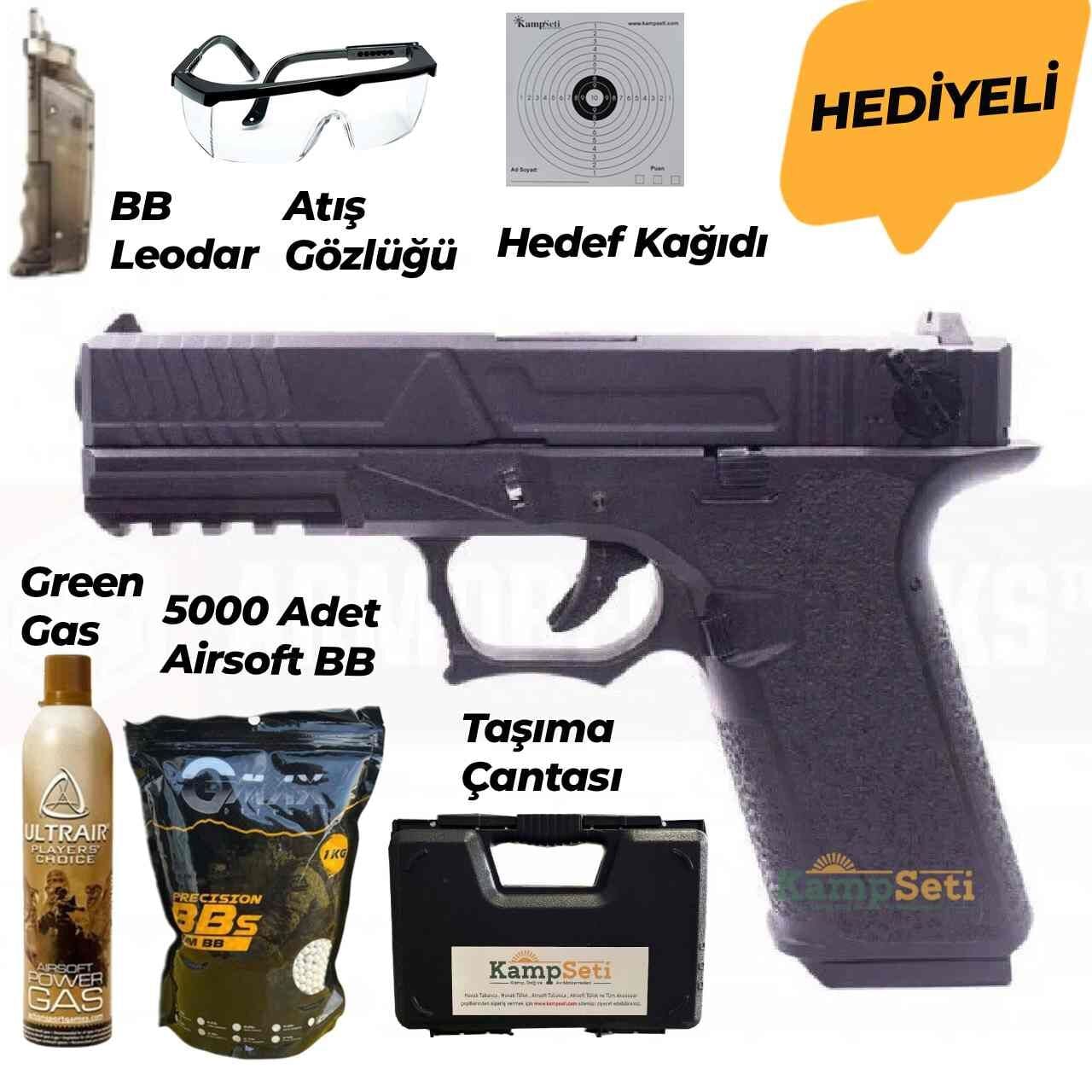 AW VX8300 Glock 18 Agency Full Otomatik Siyah Blowback Airsoft Tabanca