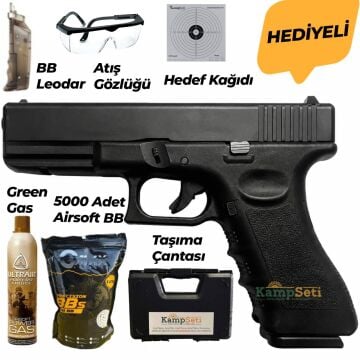 Vigor Glock 17 Metal Sürgülü Green Gas Blowback Airsoft Tabanca Siyah