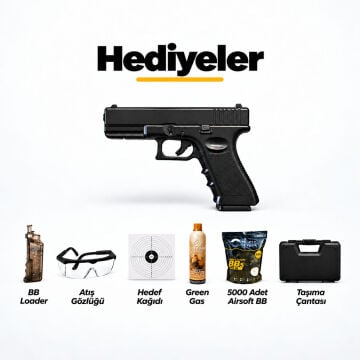 Vigor Glock 17 Metal Sürgülü Green Gas Blowback Airsoft Tabanca Siyah