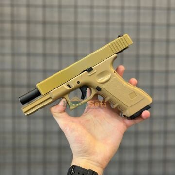 Vigor Glock 17 Metal Sürgülü GreenGas Blowback Airsoft Tabanca Tan