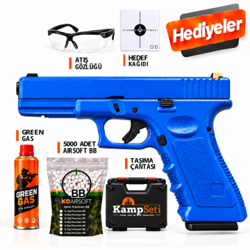 Vigor Glock 17 Metal Sürgülü GreenGas Blowback Airsoft Tabanca Mavi