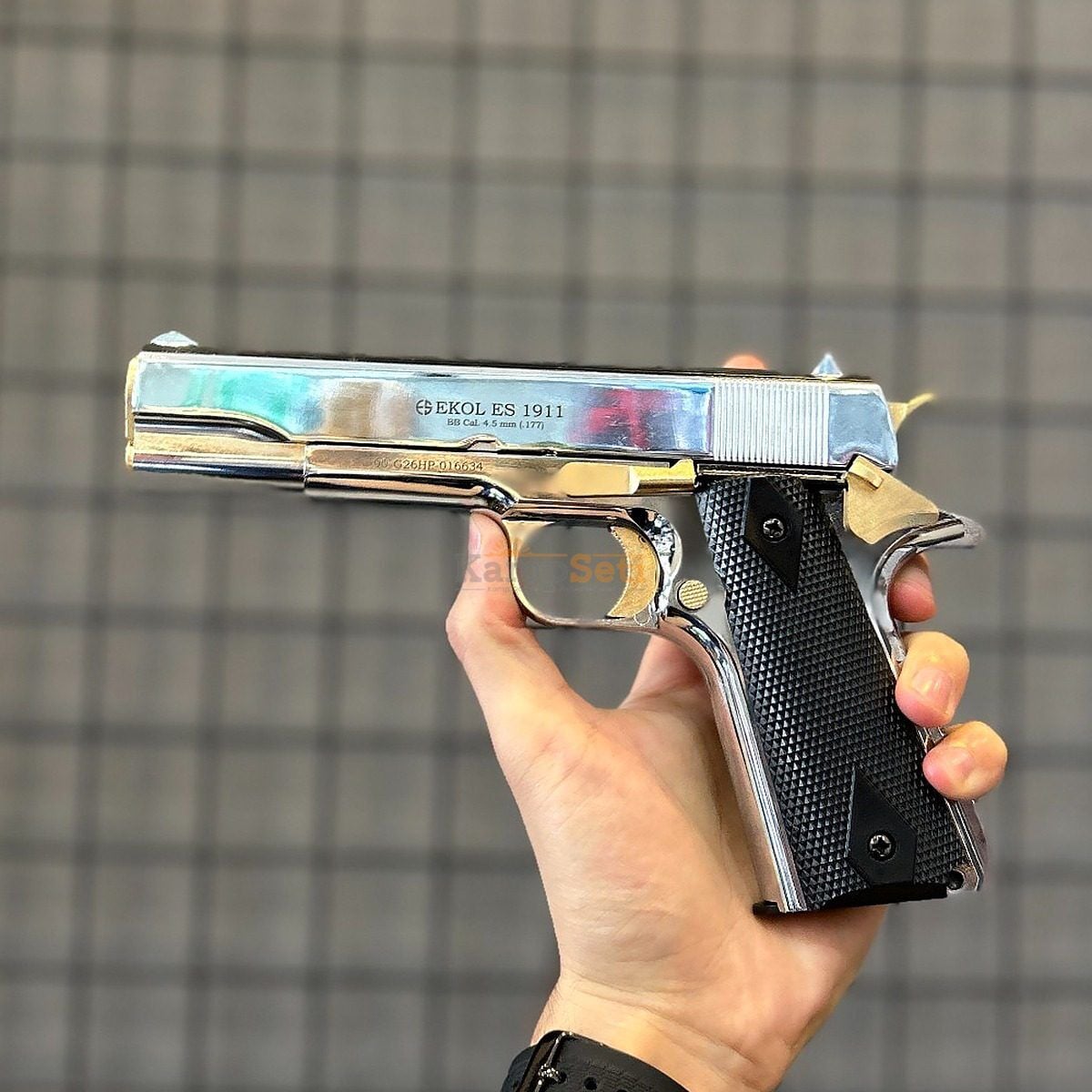 Ekol ES 1911 Colt Blowback Havalı Tabanca Parlak Beyaz Altın İşlemeli