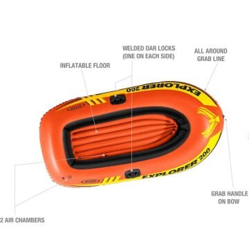 Intex Explorer 200 Şişme Bot Seti 2 Kişilik (Kürek+Pompa)