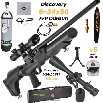 Pro Set Hatsan Hercules 666 QE PCP Havalı Tüfek 6.35 mm 6-24x50 Discovery Dürbün ve Çelik Tüp