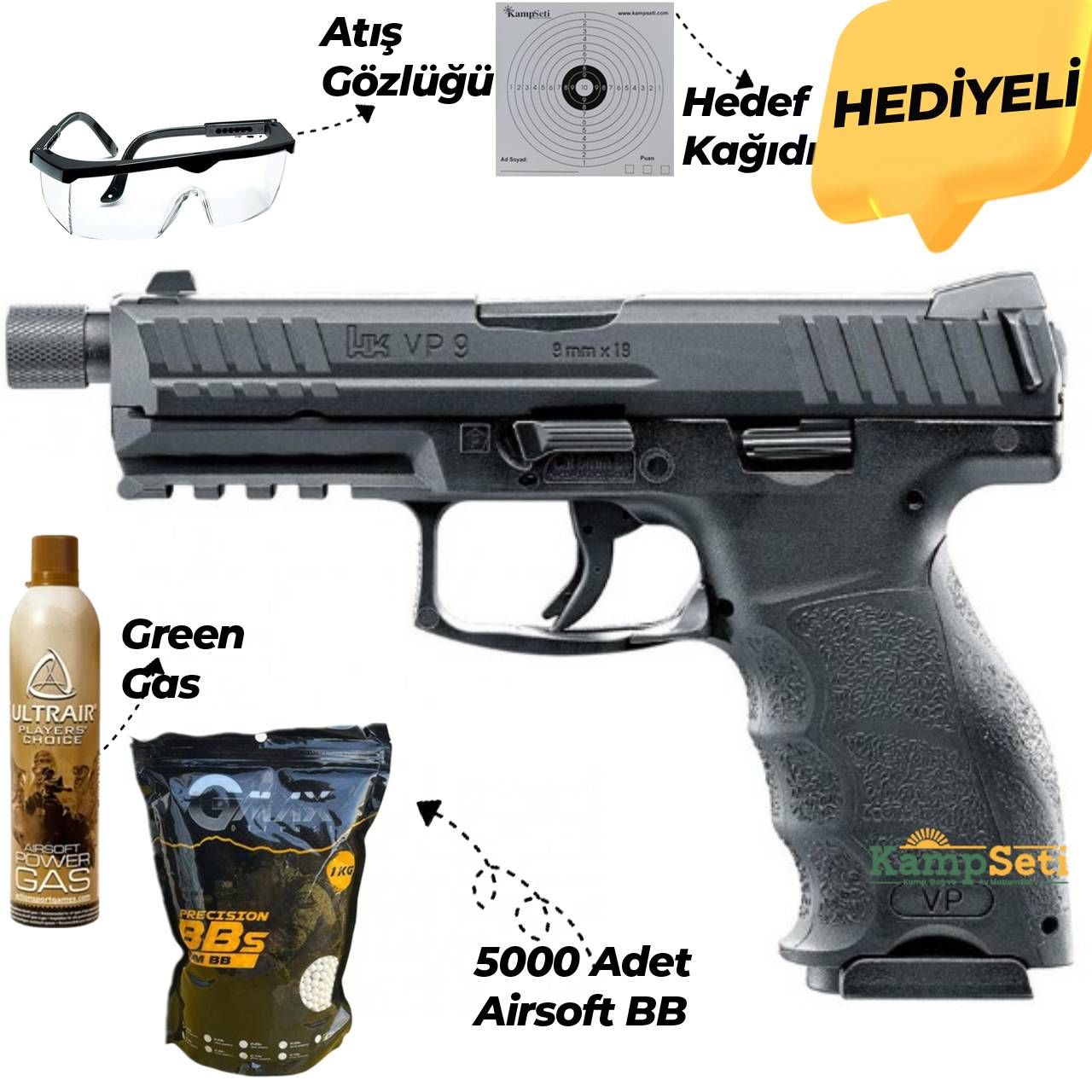 UMAREX HECKLER & KOCH VP9 TACTICAL 6 mm Airsoft Tabanca