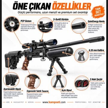 Hatsan Factor Sniper Long PCP Havalı Tüfek 6.35 mm 3-9x40 Dürbünlü