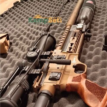 Hatsan Factor Sniper Long FDE 6.35mm Pro Set - Scuba Tüp & Discovery 6-24x50 Dürbünlü PCP Tüfek