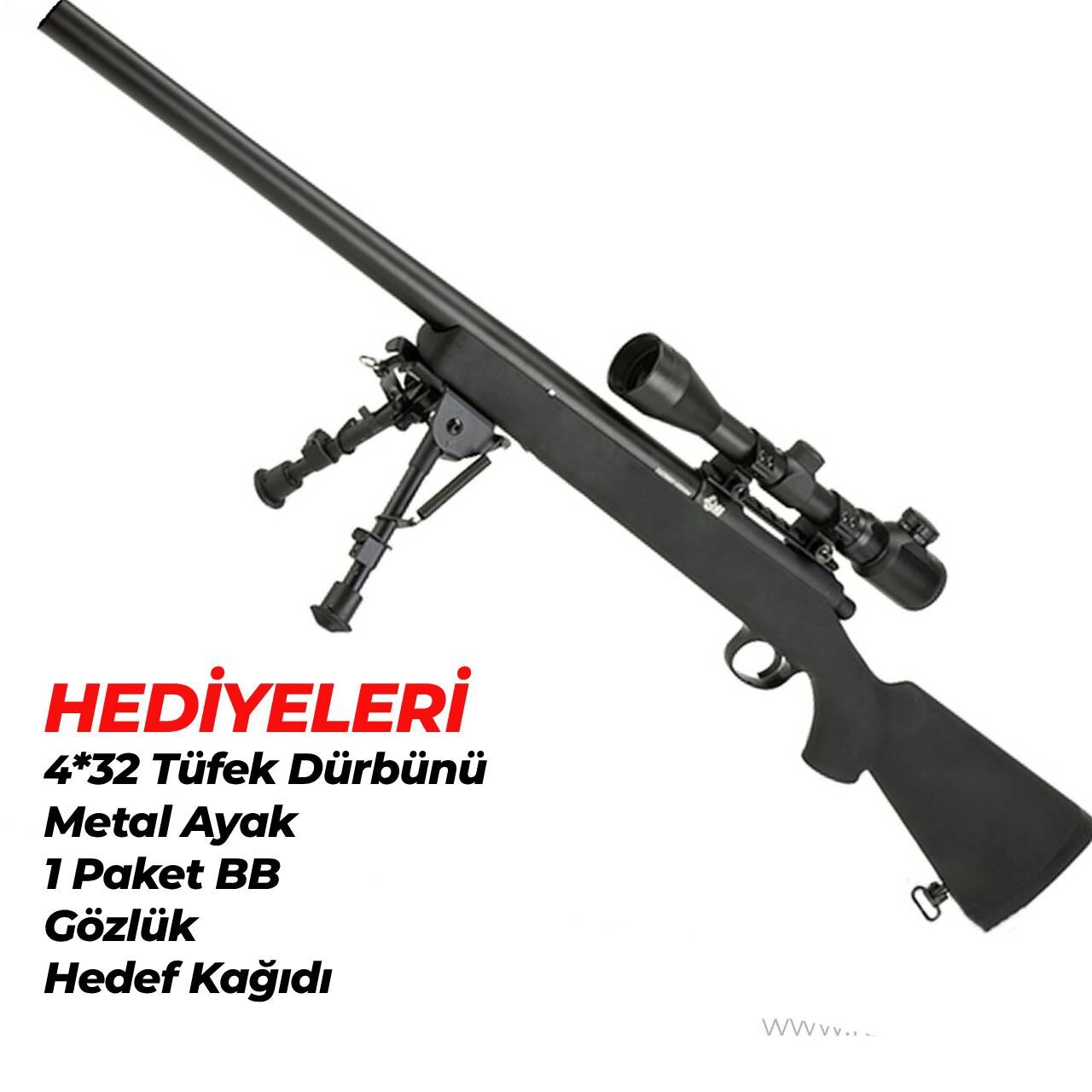 WELL VSR 10 Yaylı Keskin Nişancı Airsoft Tüfek (Bipodlu)