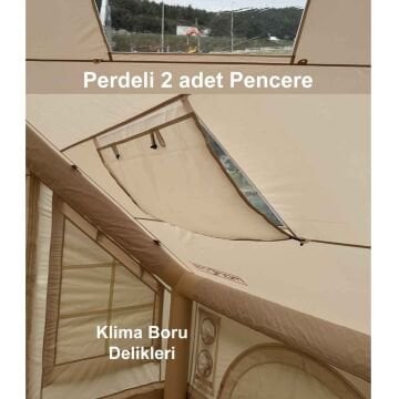 Monicamp 12 Kişilik 4 Mevsim Şişme Kamp Çadırı 12m2 300cm X 400cm X 210cm