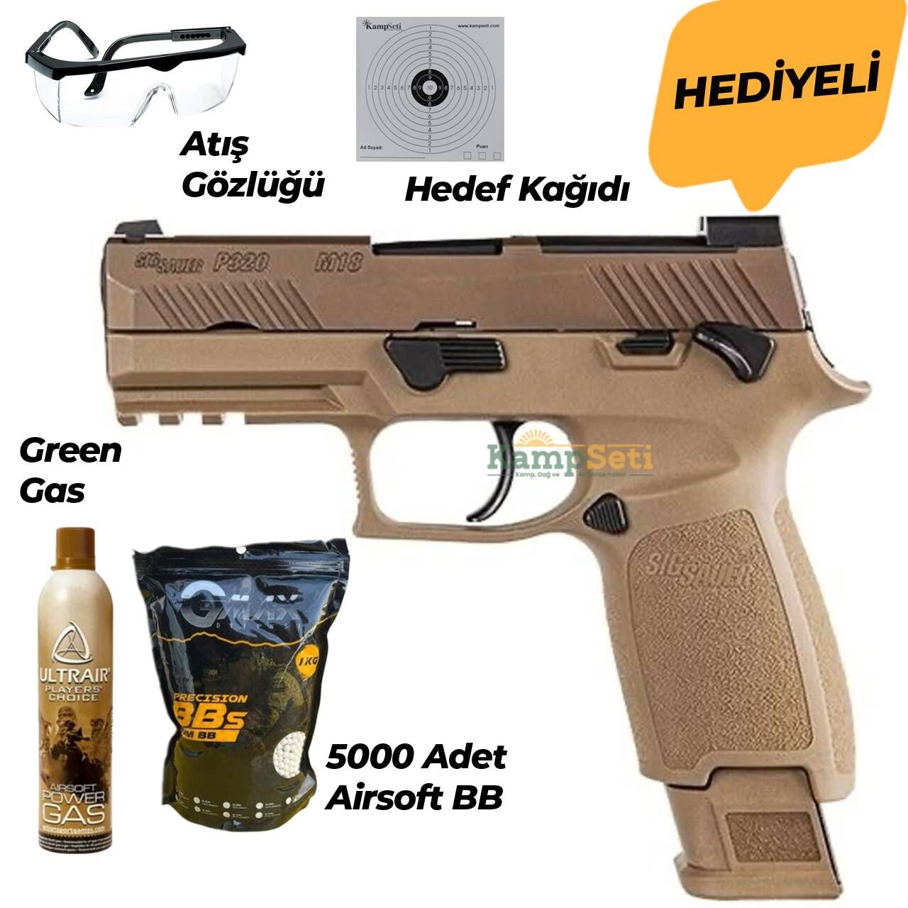 Sig Sauer P320 M18 Blowback Airsoft Tabanca Tan