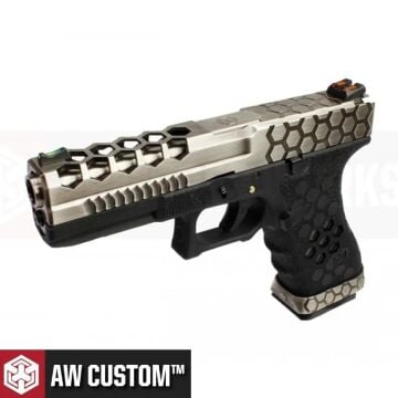 AW Custom Glock 17 HEX-CUT Gümüş Blowback Airsoft Tabanca