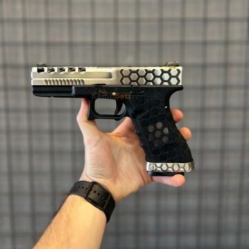 AW Custom Glock 17 HEX-CUT Gümüş Blowback Airsoft Tabanca