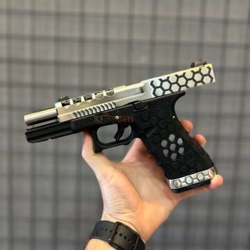 AW Custom Glock 17 HEX-CUT Gümüş Blowback Airsoft Tabanca
