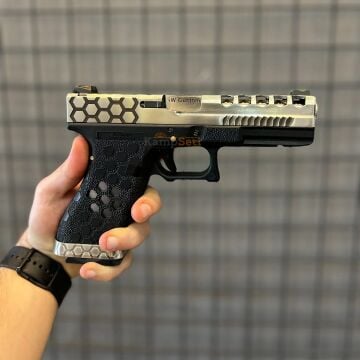 AW Custom Glock 17 HEX-CUT Gümüş Blowback Airsoft Tabanca
