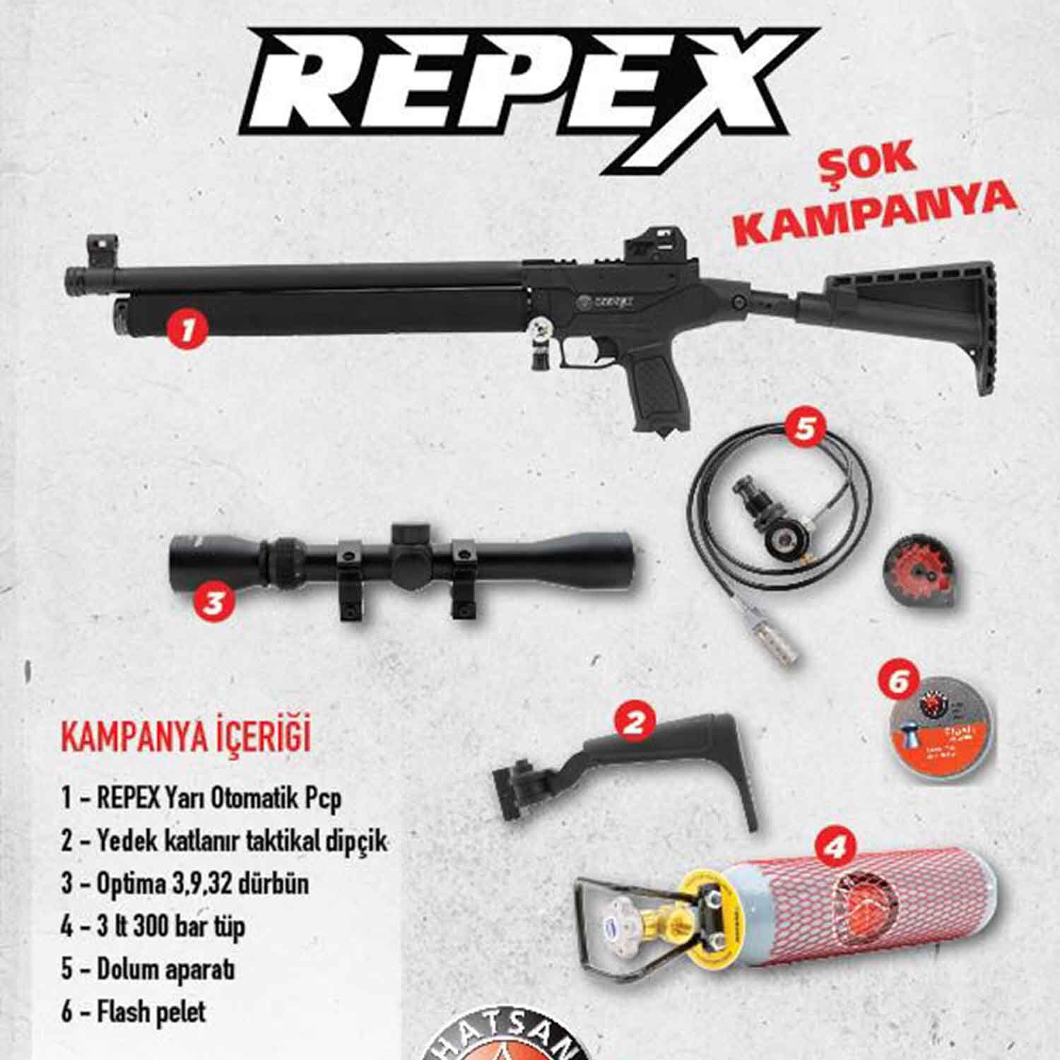 Full Set Hatsan Repex Yarı Otomatik PCP Havalı Tüfek Siyah