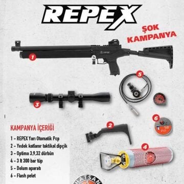 Full Set Hatsan Repex Yarı Otomatik PCP Havalı Tüfek Siyah
