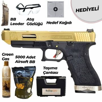 We Glock G34 Tıtanıum Gold Airsoft Tabanca GreenGas Blowback