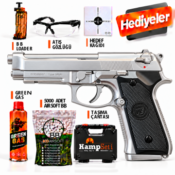 We Beretta M9a1 Raıl Silver Full Auto Gbb Airsoft Tabanca
