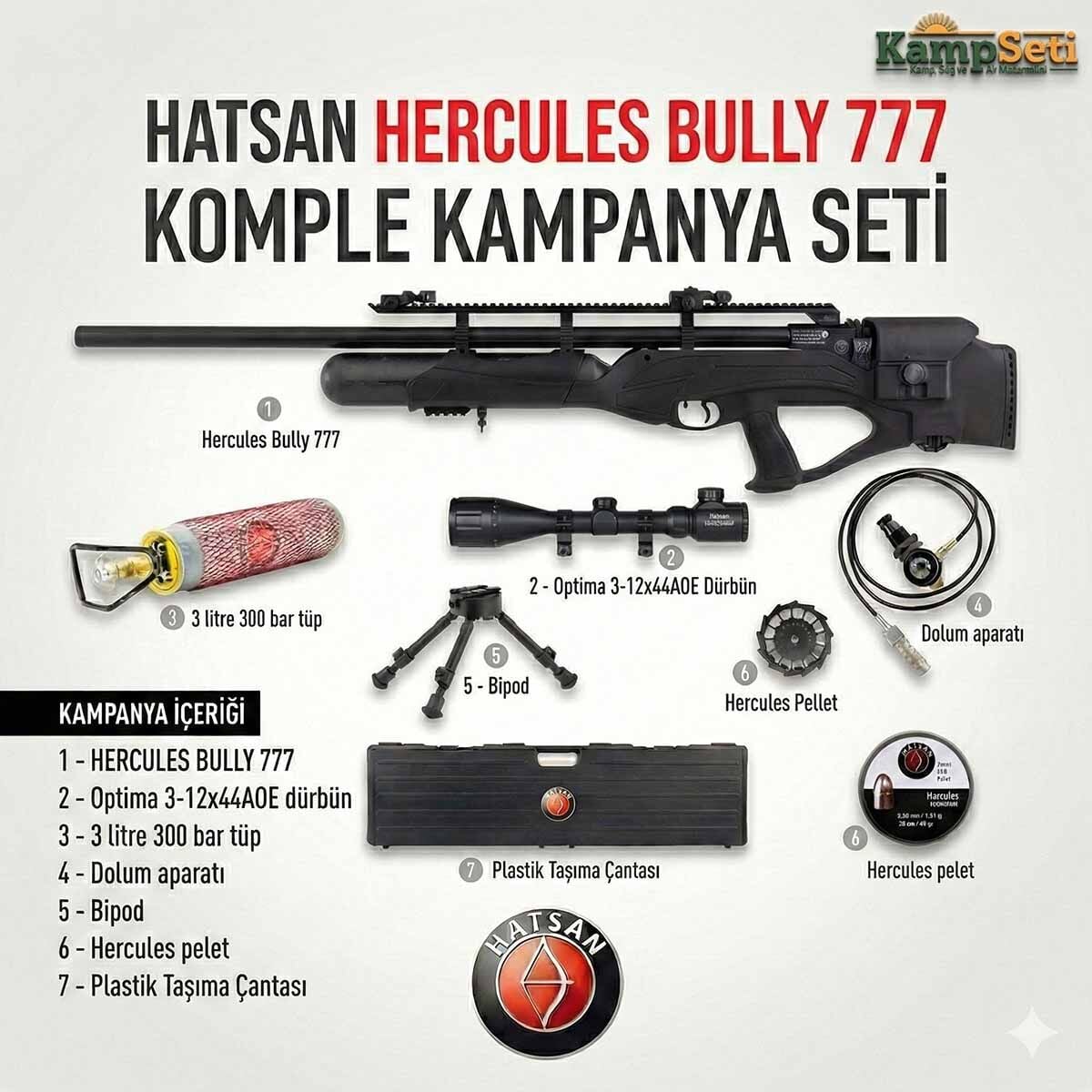 Full Set Hatsan Hercules Bully 777 PCP Havalı Tüfek