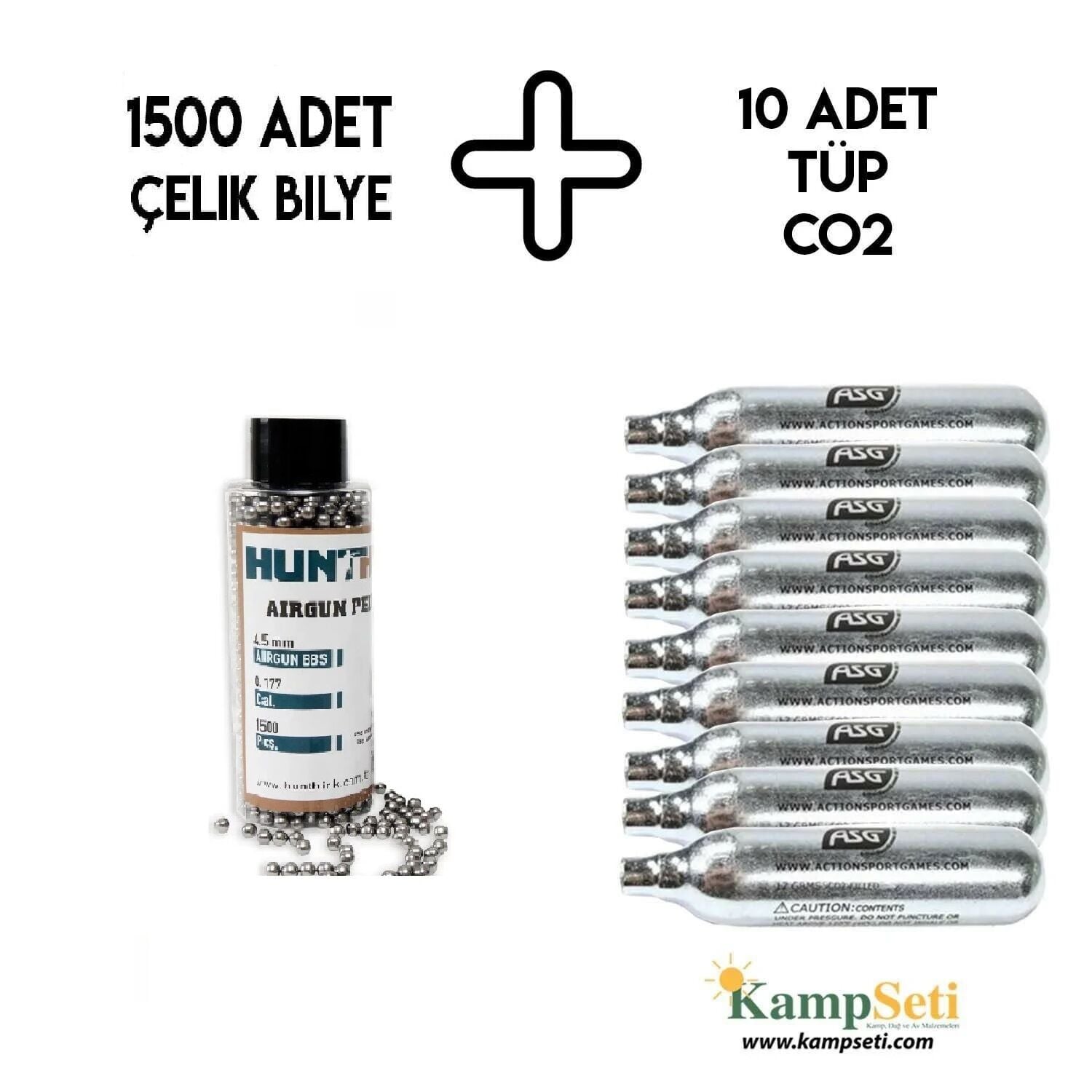 Hunthink Çelik Bilye 1500 Adet + 10 Adet Havalı Tabanca Tüpü