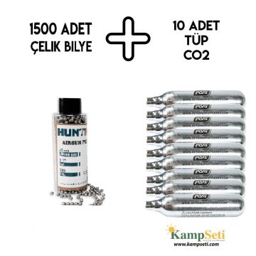 Hunthink Çelik Bilye 1500 Adet + 10 Adet Havalı Tabanca Tüpü