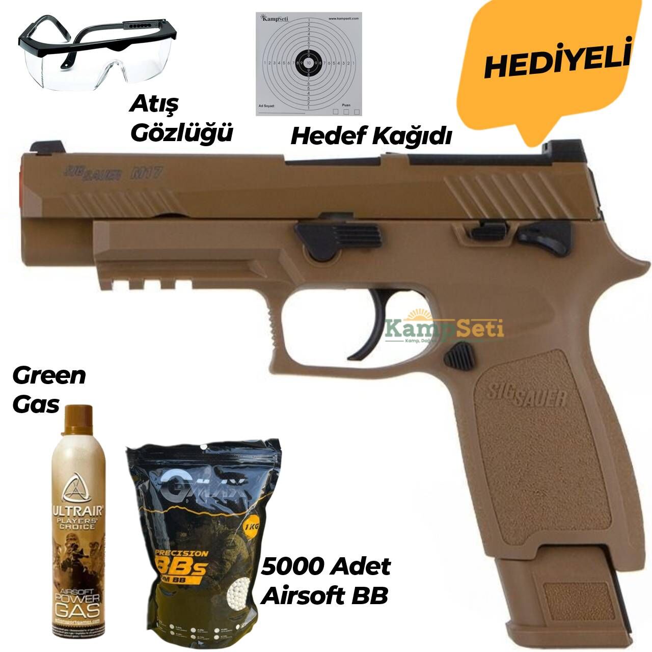 Sig Sauer P320 M17 Çöl Airsoft Tabanca Green Gas