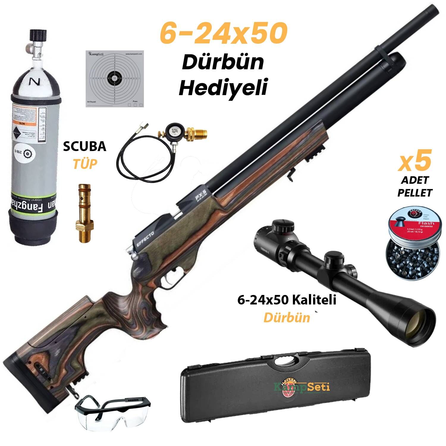 Huğlu Effecto PX5 Sport Lamine Yeşil Pcp Havalı Tüfek