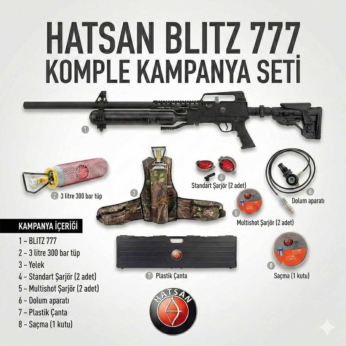 Hatsan Blitz 777 6.35mm Tam ve Yarı Otomatik PCP Havalı Tüfek