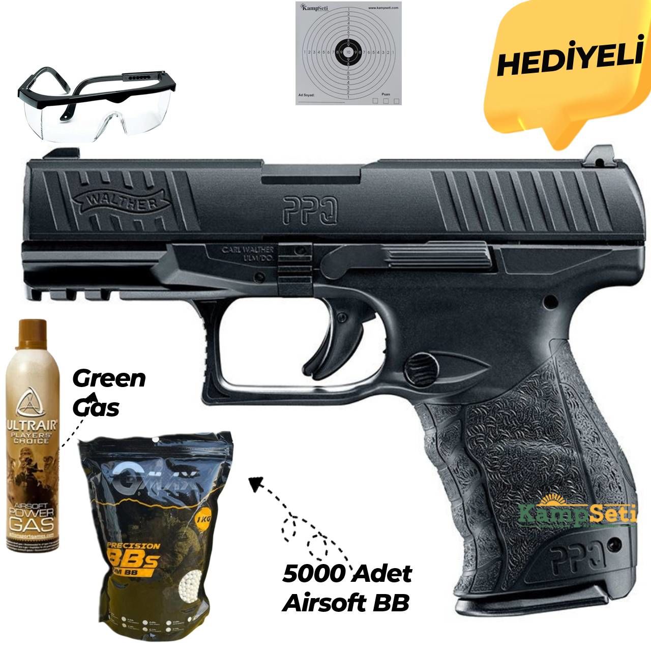 UMAREX WALTHER PPQM2 GBB 6 mm Blowback Airsoft Tabanca Siyah