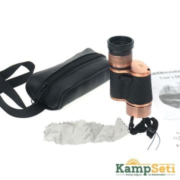 6X24 BAIGISH, ASKERİ TARZİ PİRİNÇ VE DERİ KAPLAMALI, DERİ ÇANTALI MONOCULAR DÜRBÜN PRİNC