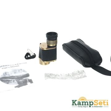 6X24 BAIGISH, ASKERİ TARZİ PİRİNÇ VE DERİ KAPLAMALI, DERİ ÇANTALI MONOCULAR DÜRBÜN SARI