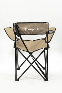 KampSeti Katlanır Kamp Sandalyesi-Sırtı Açık Piknik ve Plaj Sandalyesi (Bej)