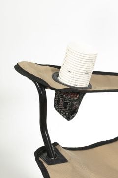 KampSeti Katlanır Kamp Sandalyesi-Sırtı Açık Piknik ve Plaj Sandalyesi (Bej)