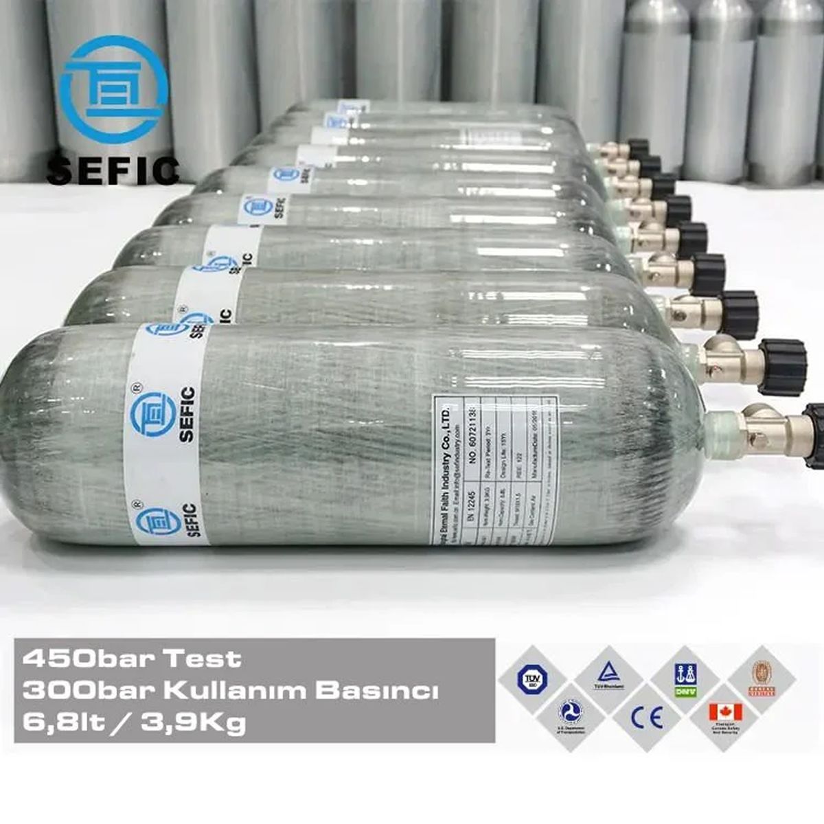 SEFİC Karbonfiber Scuba Tüp 6.8 Litre 300 Bar (Sertifikalı-Sıfır)