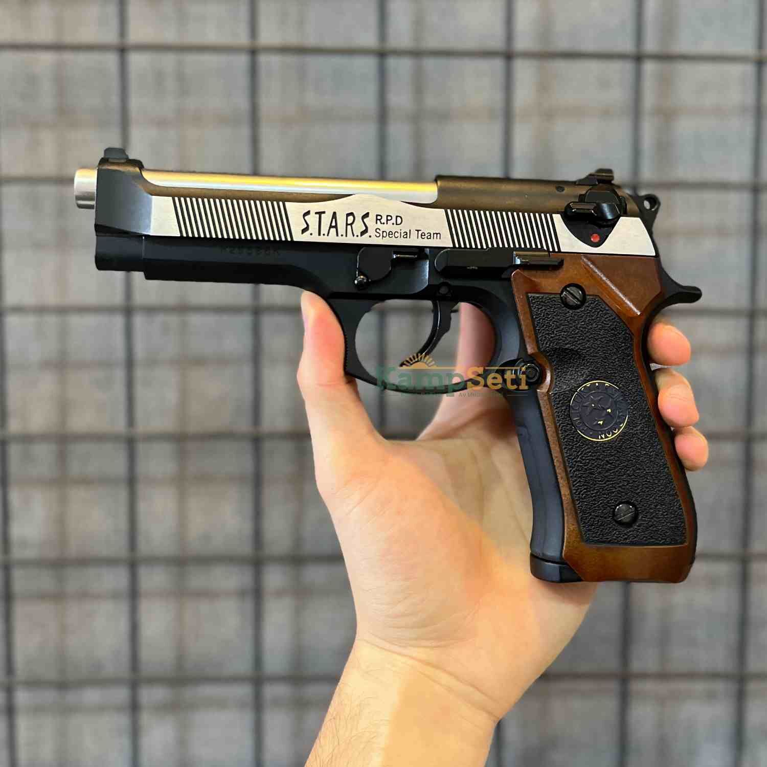 WE Samurai Edge M9 Airsoft GBB Siyah Tabanca- Ağaç Kabzalı