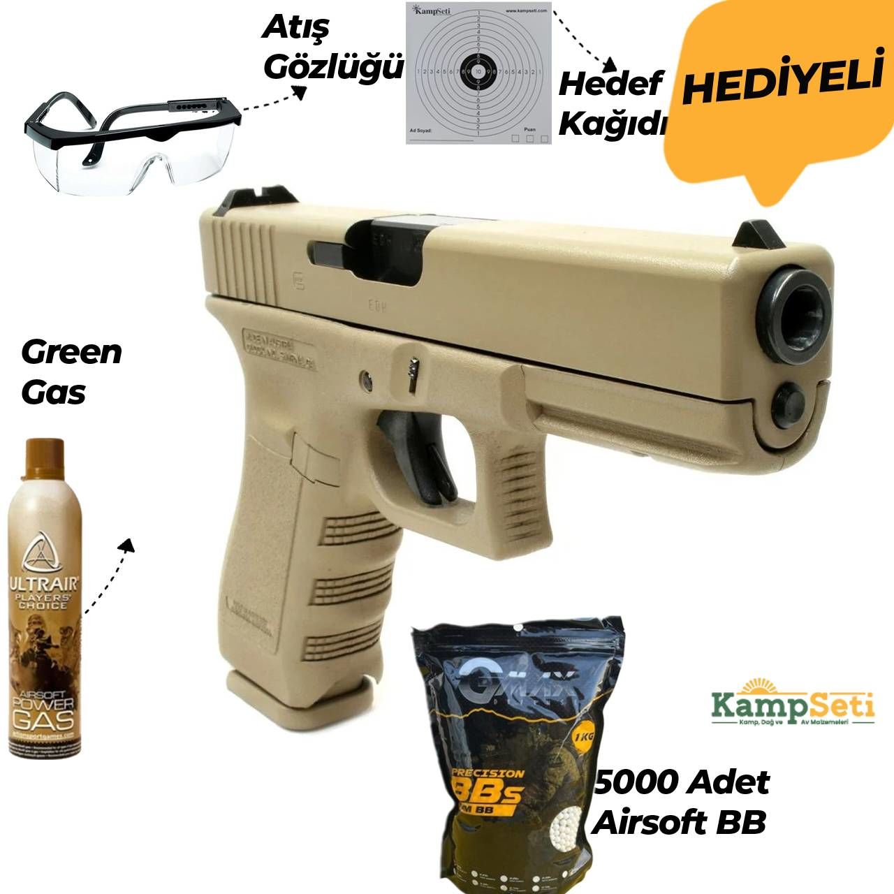WE Glock 17 Gen5 Blowbackli Airsoft Tabanca Tan